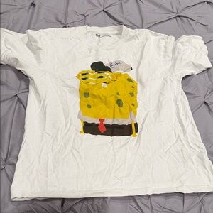 Uniqlo White SpongeBob Graphic Tee